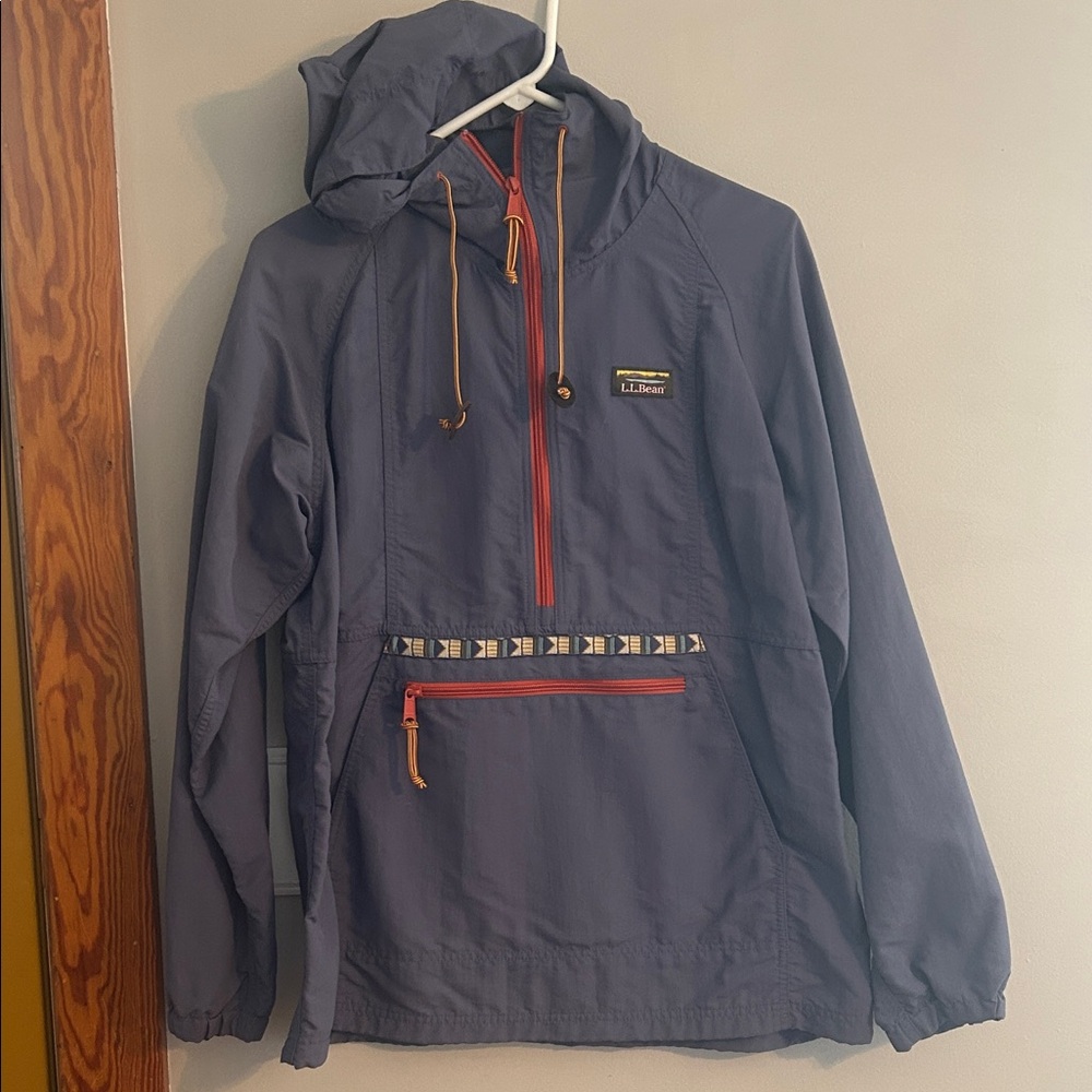 L.L. Bean Women’s Navy Windbreaker with Red Accents